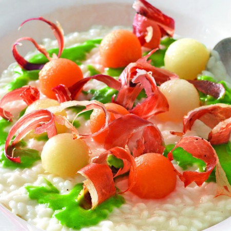 Risotto with Melon and Crispy Speck
