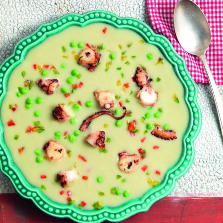 Creamy Bean and Potato Soup with Seared Octopus
