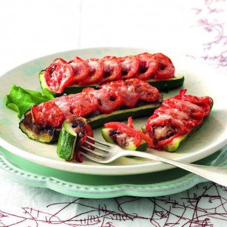 Zucchini Stuffed With Eggplant and Mint