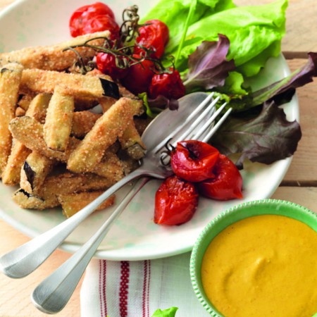 Breaded Eggplant Sticks with Spiced Sauce