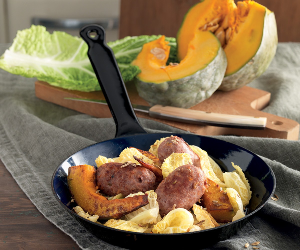 Fennel Sausage with Savoy Cabbage and Squash Recipe La Cucina Italiana