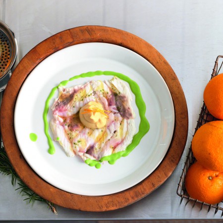 Branzino Carpaccio with Chickpea Purée