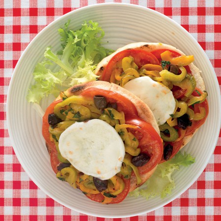 Mini Pizzas with Peppers and Olives