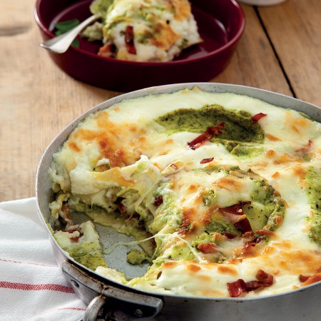 Lasagna with Zucchini Pesto, Speck, and Scamorza