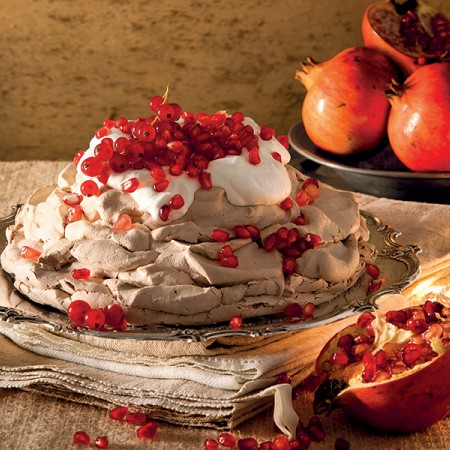 Chocolate Pavlova with Pomegranate