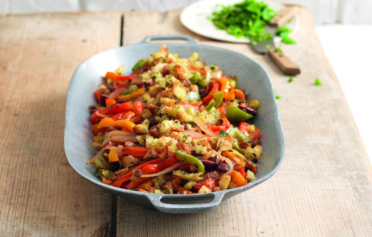 Trio of Peppers with Onion, Olives and Herbed Bread-image