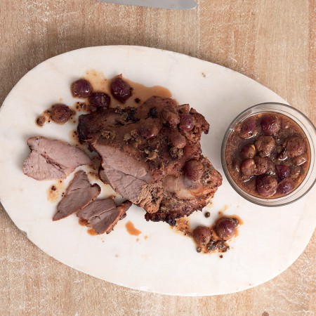 Veal Roast with Mustard, Grapes and Capers
