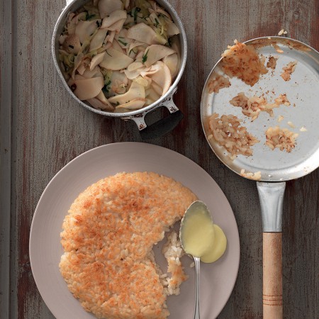 Crispy Rice with Porcini Mushrooms and Fonduta