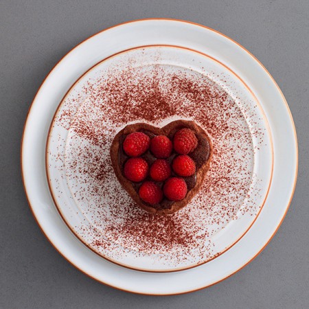 Chocolate Shortbread Heart with Raspberries