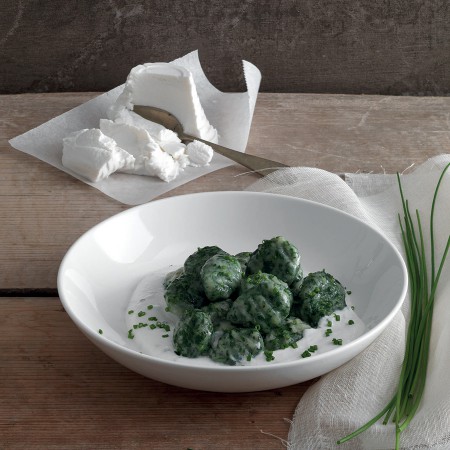 Spinach Gnocchi With Chive Ricotta Cream