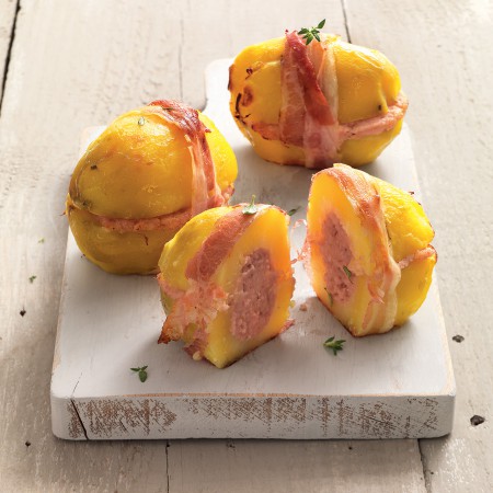 Mortadella-Stuffed Baked Potatoes