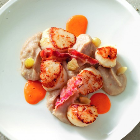 Scallops with Bacon and Chestnut Purée