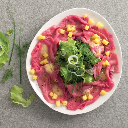 Carpaccio with Spicy Peach Sauce