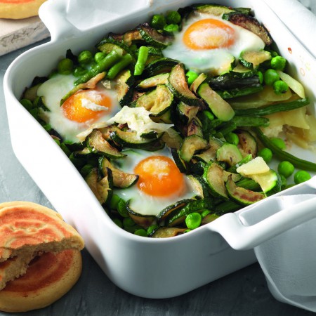 Vegetable Casserole with Mini Chickpea Focaccias