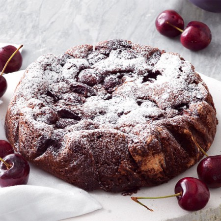 Cherry Caprese Cake with Burrata Ice Cream