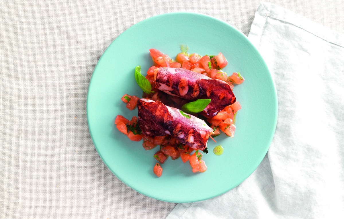 Grilled-Stuffed Squid with Tomatoes Recipe - La Cucina Italiana