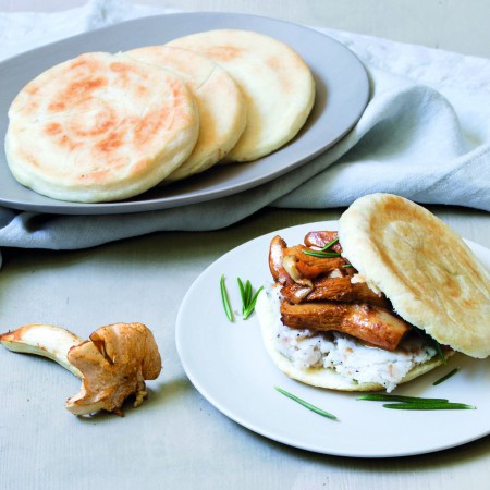 Tigelle with Lardo and Chanterelles