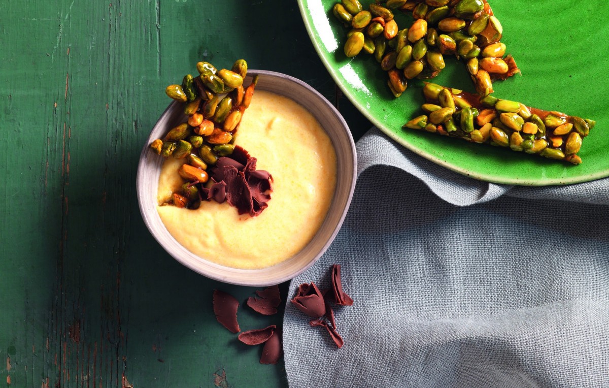Persimmon Pudding with Pistachio Brittle-image