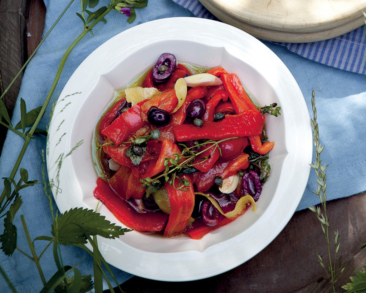 Grilled pepper salad with capers and olives Recipe La Cucina Italiana