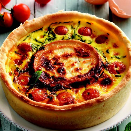 Savory Pie with Goat Cheese and Cherry Tomatoes
