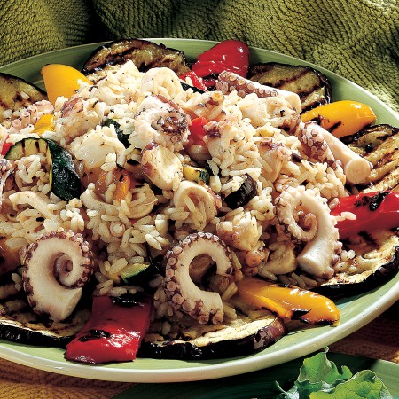 Rice Salad with Octopus and Summer Vegetables