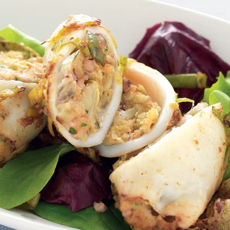 Artichoke-stuffed Squid