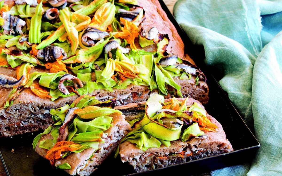 Focaccia with Anchovies and Squash Blossoms Recipe La Cucina Italiana