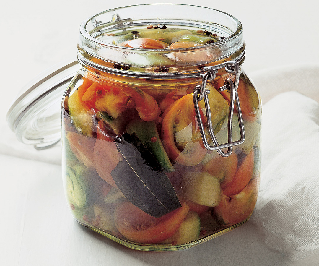 Pickled Green Tomatoes, Chillies or Cucumbers - What's Cooking Ella