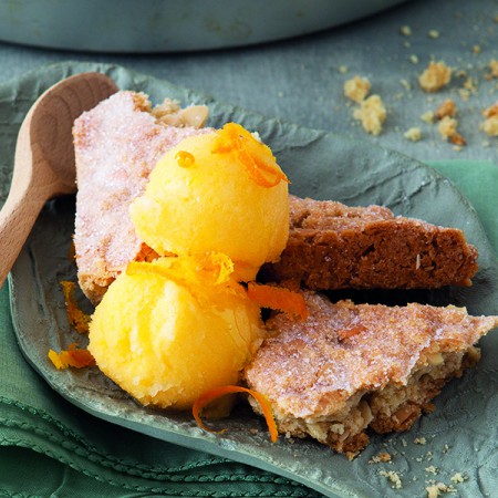 Sbrisolona with Mandarin Sorbet
