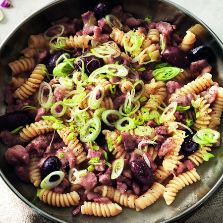 Fusilli with lamb ragù and olives