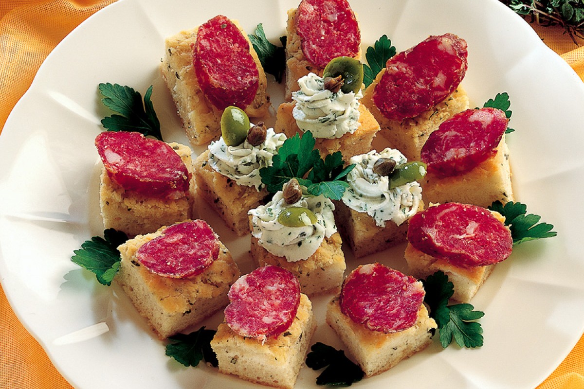 Salami and Goat's Cheese Focaccia with Herbs Recipe La Cucina Italiana