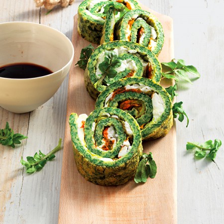 Frittata Roll with Feta and Squash Blossom