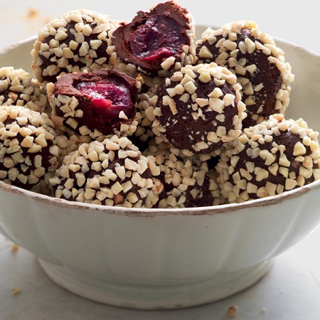 Truffles with Cherries in Liqueur