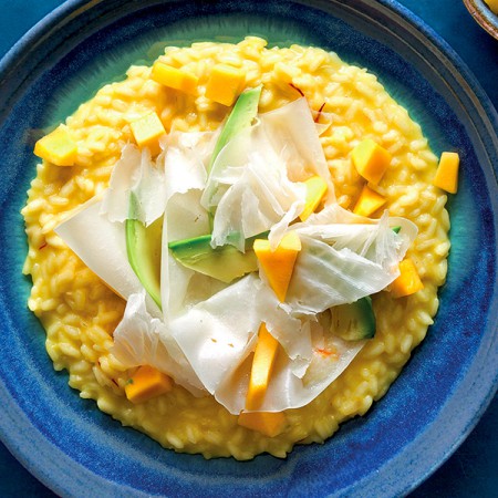 Yellow Mango Rice with Raspadura Cheese