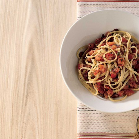 Trenette Pasta Salad With Tomatoes, Olives, and Capers