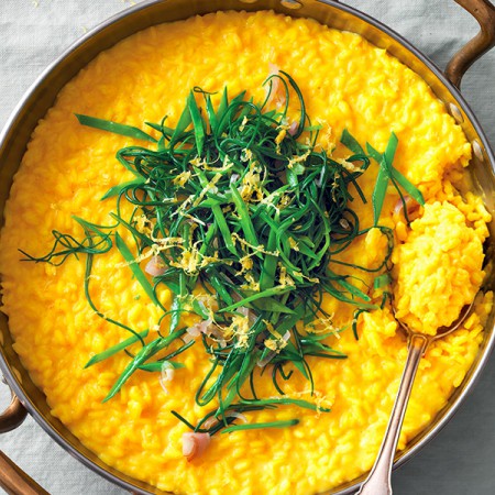 Turmeric Rice with Agretti and Lemon Zest