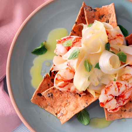 Shrimp and Asparagus Crackers with Capers