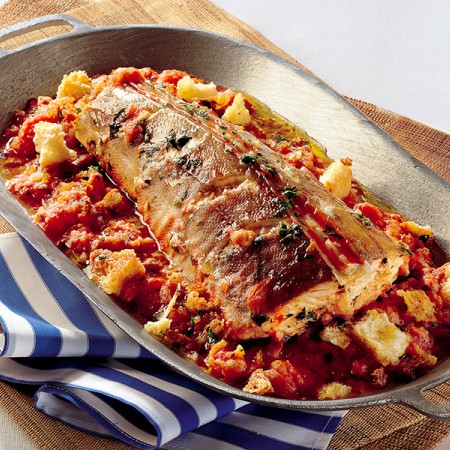 Gurnard with tomatoes