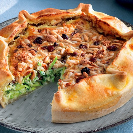 Zucchini Pie with Pine Nuts and Raisins