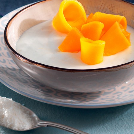 Coconut Blancmange with Mango Carpaccio