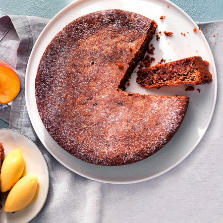 Torta Caprese and Peach Sorbet