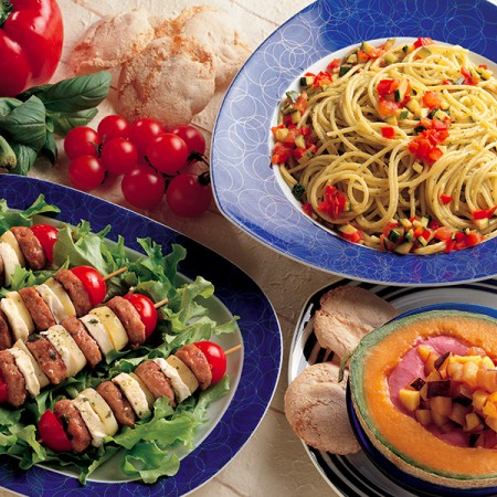 Spaghetti with Pesto and Summer Vegetables