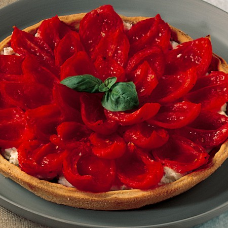 Basil Tart With Fresh Cheese and Roasted Tomatoes
