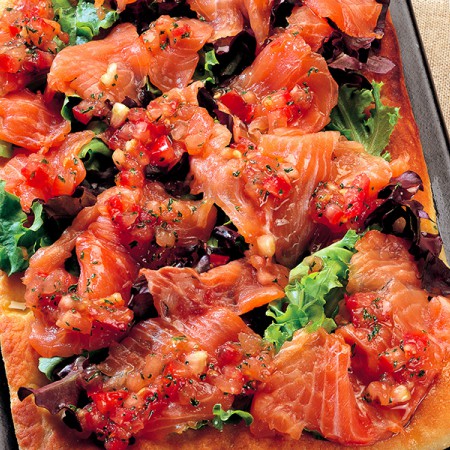 Pizza "Fusion" with Marinated Salmon