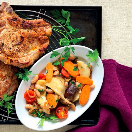 Veal Cutlets with Vegetables and Mushrooms