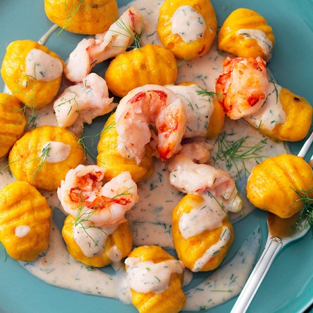 Butternut Squash Gnocchi with Shrimp and Coconut Sauce