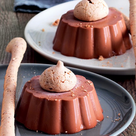 Chocolate Hazelnut Panna Cotta with Hazelnut Meringue Sticks