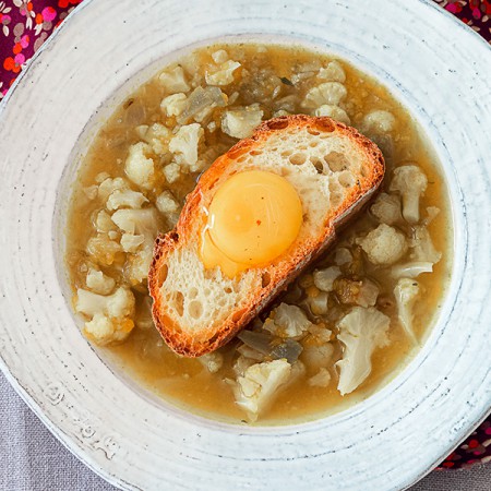Rustic Soup With Bread and Egg