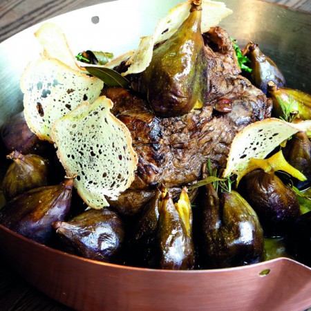 Confit of Fassone Beef with Baked Figs and Toast