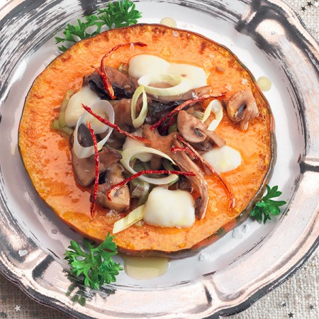 Squash, Mozzarella and Mushroom “Pizza”